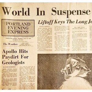 1969 Apollo 11 Moon Landing Return Mission Portland Express Newspaper 8/21 DWJJ